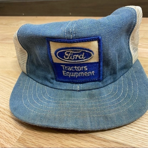 Vintage Ford Tractors Denim Mesh Back Trucker Hat - Picture 2 of 8